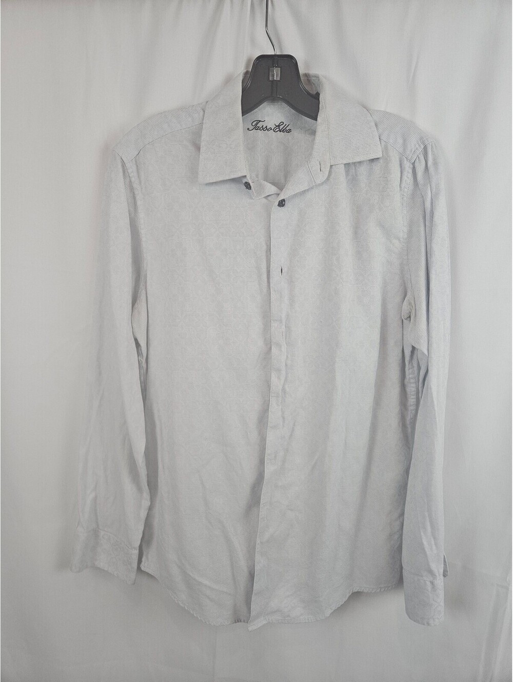 Tasso Elba Men's Light Gray Button-Up Shirt Size S 100% COT